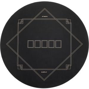 SLOWPLAY Godel 47 Inch Round Poker Mat for Texas Holdem | Poker Table Top with Extra Water Repellency, Hemmed Edges, Noise Reduction | Super Portable for Gaming Everywhere (Black and Champagne Gold), 120 cm
