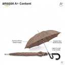 Classic Tweed Stick Umbrella – Windproof Long Handle Umbrella with Curved J-Crook Handle & Auto-Open Mechanism – Premium Waterproof Woven Fabric for Men & Women (Brown/Tan)