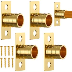 Pelopy 4 Pcs Inside Mount Curtain Rod Bracket 3/8" Bracket Set for 3/8" Rodding (Brass)