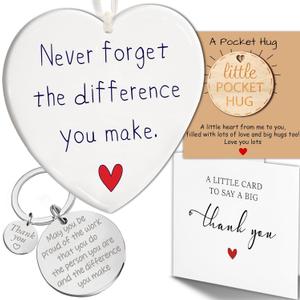 Thank You Gifts for Women, Men, Teacher Appreciation Gift Ornament, A Little Pocket Hug Card, Thank You Card for Women, Christmas Ornament Gifts for Coworker, Manager, Boss, Mentor HH674