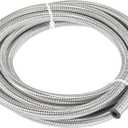 X AUTOHAUX 10 Ft 4AN Fuel Hose AN4 1/4" Universal Braided Stainless Steel CPE Oil Fuel Gas Line Hose