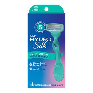 Schick Hydro Silk Ultra Sensitive Razor for Women | Womens Razor for Sensitive Skin, 5 Blade Razors for Women, Womens Razors for Shaving, Includes 1 Handle & 2 Refills (3 Count (Pack of 1)