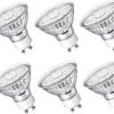 NUOVA GERMANY GU10 LED Light Bulbs Non-Dimmable, 2700K Soft White GU10 Bulb, 5W LED Bulbs with 100Flood Beam Lighting for Kitchen, Range Hood, Living Room, Bedroom, 6 Pack