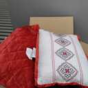 Wonderful Christmas Bedding, Luxury Red Velvet Quilt Set King Size, 5 Piece Striped Cotton Lightweight Comforter Set, Farmhouse Soft Reversible Coverlet Bedding Set with Matching Shams for All Season