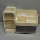 HBlife Makeup Organizer with Brush Holder for Vanity, Large Plastic Bathroom Countertop Organizer Skin Care Storage, Easy to Store Lipsticks, Nail Polishes, Perfumes, Eyeshadow Palettes, Beige