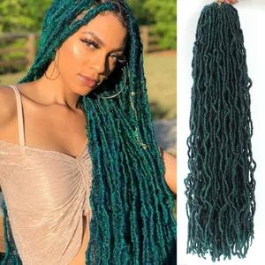 Faux Locs Crochet Hair 30 Inch 7 Packs Soft Locs Long Crochet Locs Goddess Locs Natural Synthetic Pre looped Crochet Braids For Butterfly Locs Crochet Hair (30 Inch (Pack of 7), Malachite Green)