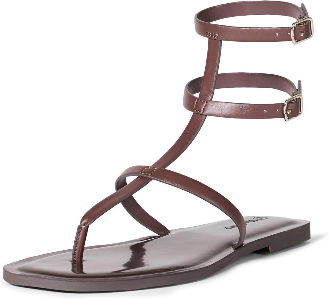 The Drop Women's Casper Gladiator Thong Ankle Sandal (9, Mahogany)