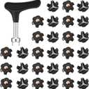 Soulchen 31 Pcs Golf Spikes Replacements Set Including 30 Pcs Cleats Replacement 1 Black Cleats Spanner Metal Thread Screw 6mm Spikes for Golf Shoes