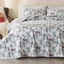 Great Bay Home King Christmas Quilt Set with Shams - Reversible Winter Bedspread Coverlet with Holiday Pattern Bedding Set (Includes 1 Quilt, 2 Pillow Shams)