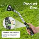 Watering Wand Heavy Duty,Metal Garden Hose Wand with 8 Spray Patterns 15-Inch Long Hose Nozzle Sprayer with Thumb Flow Control for Watering Plants Cleaning Car Washing and Showering Pets (15 Inch)