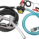 Diesel Transfer Pump with Hose Nozzle - 12V Electric Self-Priming Fuel Transfer Pump for Diesel, Kerosene, Transformer Oil - 10GPM