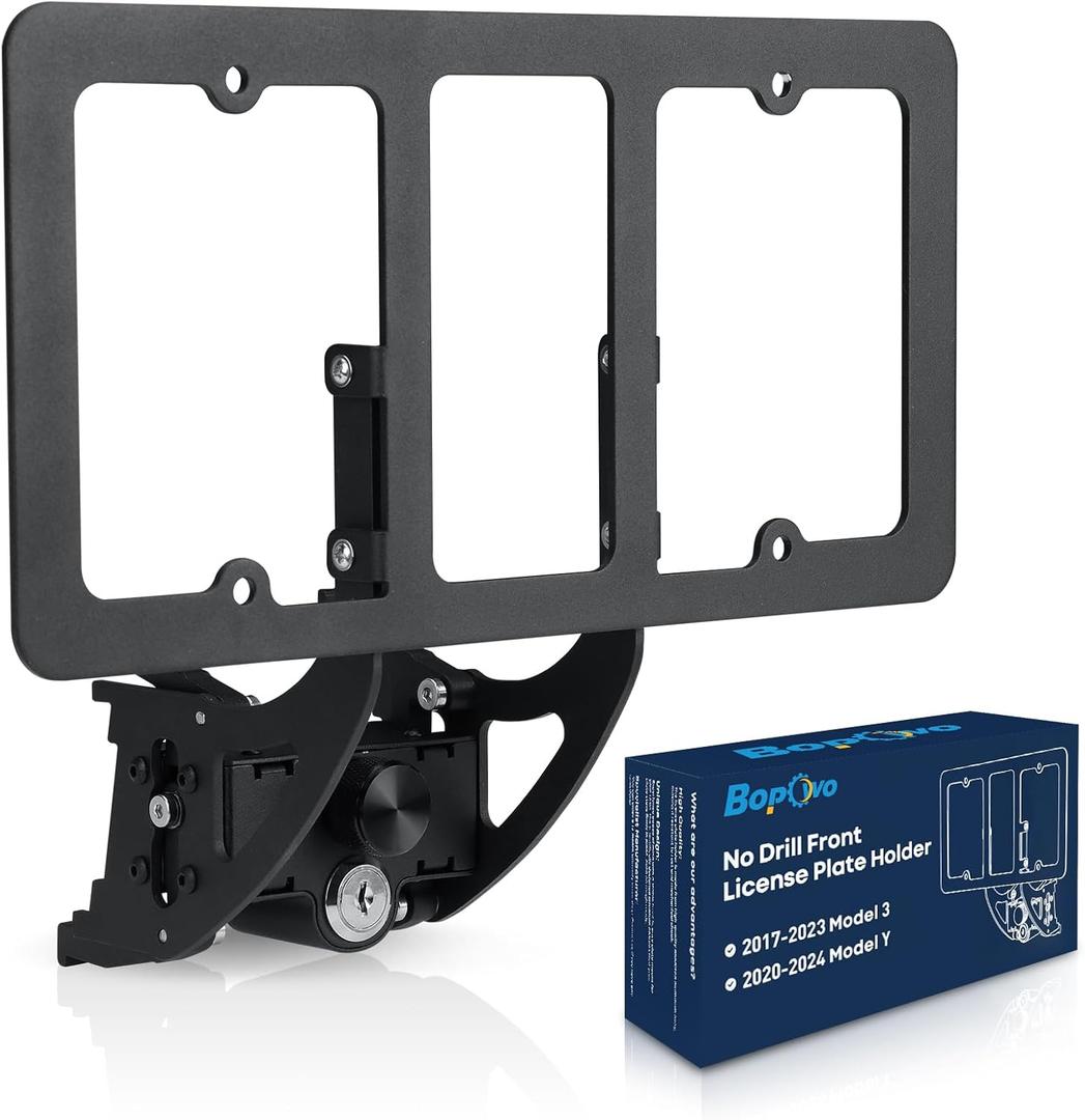 The Original No Drill Front License Plate Holder Fit for 2017-2023 Tesla Model 3& 2020-2024 Tesla Model Y with Safety Design, No Adhesives License Frame