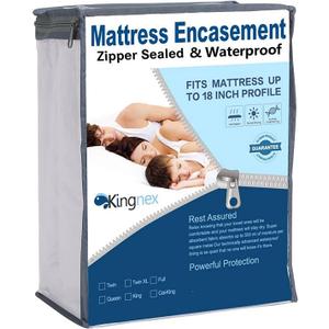 Zippered RV Bunk Mattress Protector for 30x75 Narrow Twin Bed 100% Waterproof 6 Sided Complete Matress Cover Encasement 9-12" Deep