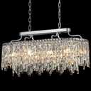 10 Light Crystal Chandelier | Chrome Oval-Shaped Crystal Chandeliers for Dining Room Light Fixture, 32" Modern Ceiling Lighting Fixture for Dining Room Kitchen Island Bar