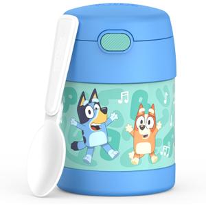 THERMOS FUNTAINER Insulated Food Jar, 10 Ounce, Kid Friendly Food Jar with Foldable Spoon, Bluey