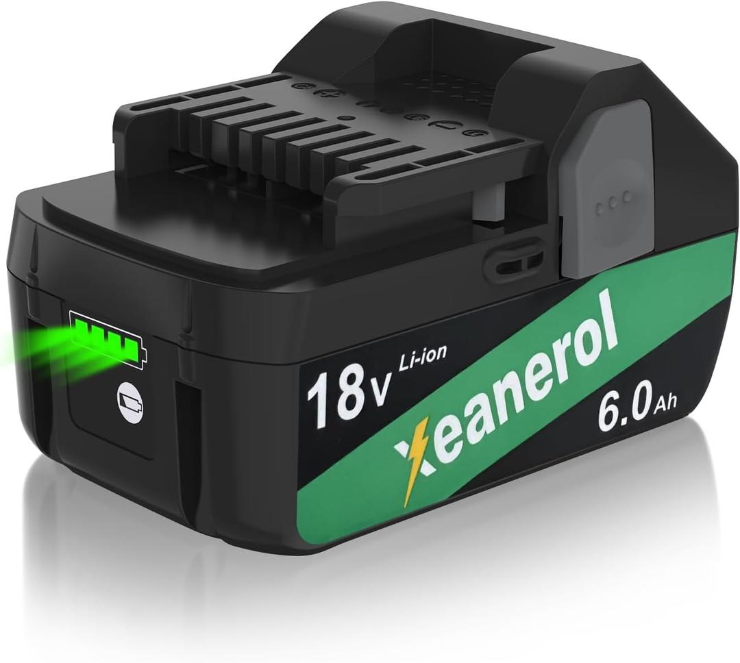 18V 6.0Ah Replacement for Metabo HPT 18V Battery, Lithium Ion Battery Compatible with Metabo Battery 18V, NV1845DA NR1838DKA NT1850DG NT1865DSA KC18DEXQB Cordless Power Tools