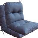 Outdoor Chair Cushions, Fade Resistant Replacement Tufted Cushion for Patio Dining Chair, Set of 2, Denim Blue