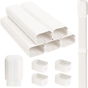 Mini Split Line Set Cover, 4 7.5 Ft PVC Line Set Cover Kits for Outside Ductless Mini Air Conditioners and Heat Pumps with Flexible Duct
