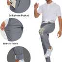 SPECIALMAGIC Mens Golf Stretch Pants Slim Fit Tapered Waterproof Casual Hiking Lightweight Dress with Zipper Pockets (36W x 32L, Asphalt Grey)