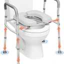 Toilet Seat Risers for Seniors, FSA and HSA Eligible Raised Toilet Seat with Handles, 8-Level Height and 3-Level Width Adjustment, Fits Most Body Sizes and Toilets, for Elderly, Pregnant, and Disabled