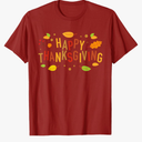 Fall Color Cute Adorable Happy Thanksgiving Design T-Shirt, Red, XL