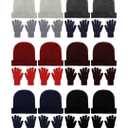 Geyoga 24 Packs Winter Beanies Hats and Magic Gloves Set for Men Women Knit Beanie Touch Screen Gloves Winter Warm Cap Gift (Mixed Colors)