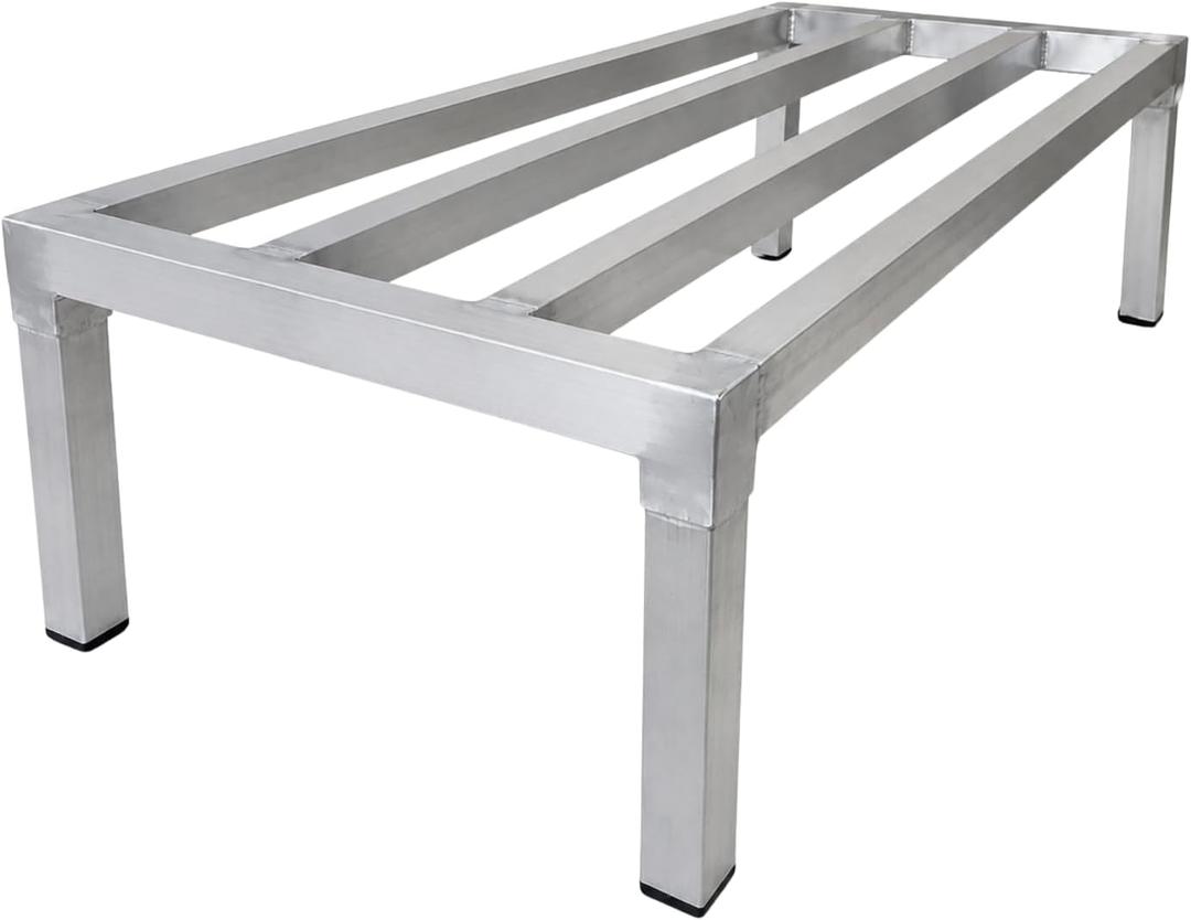 F&L Heavy-Duty Aluminum Dunnage Rack – 1850 lb Capacity, All-Welded Aluminum Storage Platform Designed for Warehouses, Restaurants, Retail Backrooms, and Industrial Use (48"x24"x12")