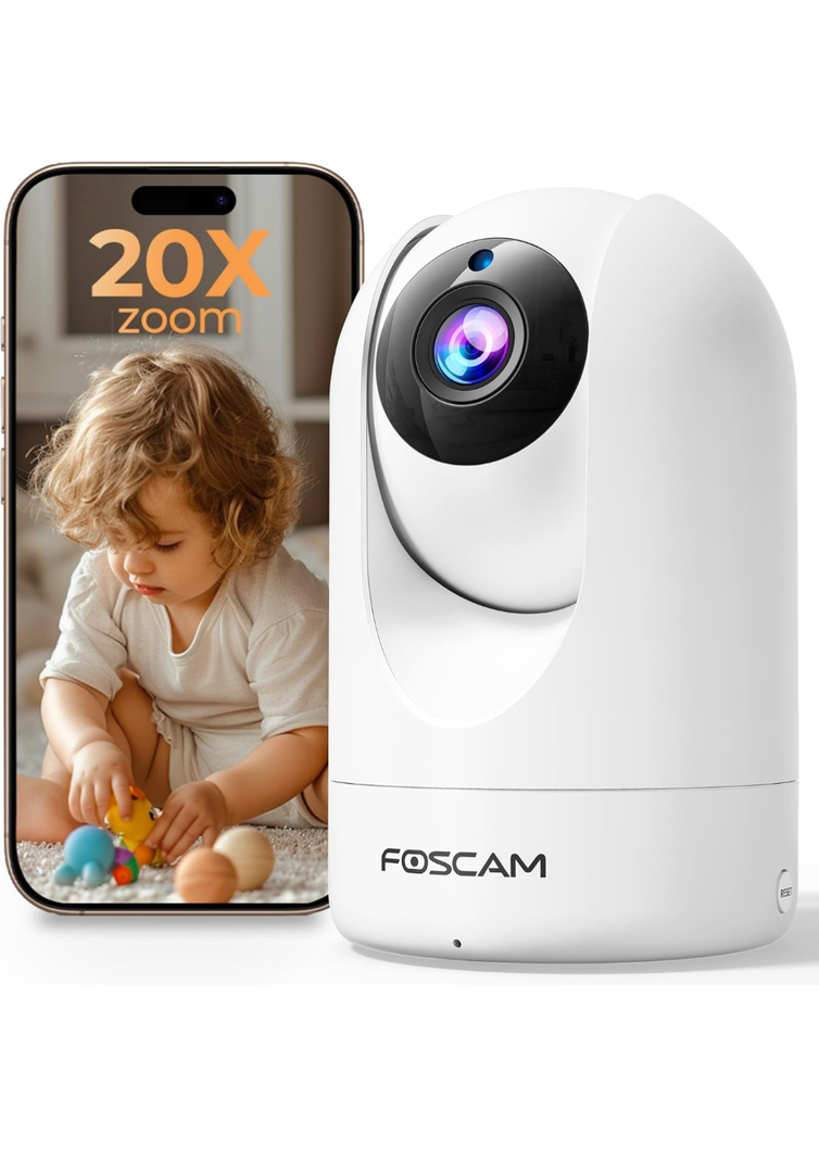 FOSCAM Home Security Camera R4S 4MP(2K) WiFi Camera, 2.4/5GHz Wireless IP Indoor Camera with AI Human Detection & Sound Detection, 33ft Night Vision, 2-Way Audio,Compatible with Alexa, White