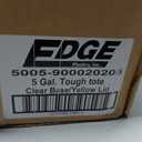Edge Plastics 5 Gallon Tough Tote, Clear Base with Yellow Lid, 5-Pack