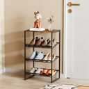 Garden 4 you Shoe Rack for Closet Narrow 4 Tiers, Small Shoe Rack with Brown Wooden Tabletop, Adjustable Metal Shoe Shelf for Closet Entryway Hallway Living Room