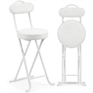 Folding Stool,24 Inch Portable Folding Bar Stool Chair,Foldable Collapsible High Stools with Handle for Adults Kitchen Island,White,1pcs, Set of 1;24"