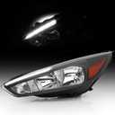 Headlights Assembly compatible with 2015-2018 Ford Focus w/LED DRL Headlamp Driver & Passenger Side,Black Housing Amber Side