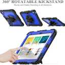 SEYMAC stock Case for iPad (A16) 11th/10th Generation 11''/10.9'' 2025/2022, Full-Body Drop Protection Case with Screen Protector &360 Rotate Hand Strap/Stand, Blue+Black
