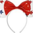 LUV HER Disney USA Patriotic Headband, 4th of July Outfits for Women, Red White and Blue Decoration, Patriotic Hair Accessories, Star Print and Red Bow