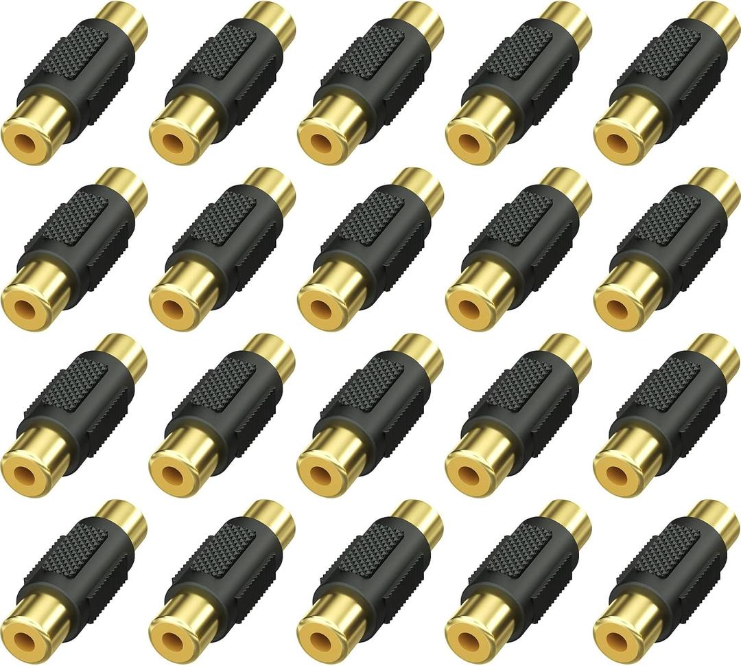 2 x 20 Pack RCA Female to Female Coupler Audio Video Adapter Gold Plated, for Phono,Speaker,RCA Cable,Amplifier