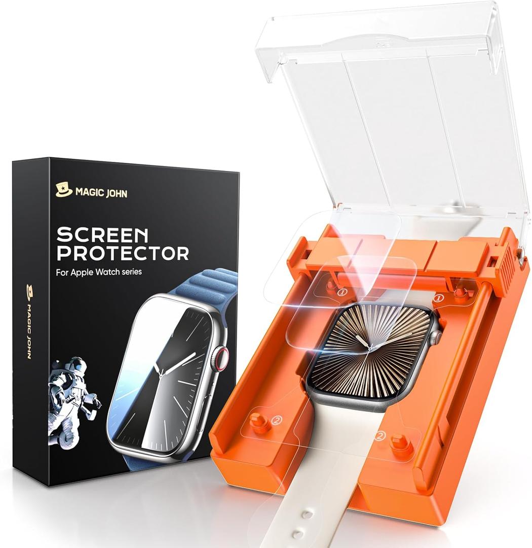 MAGIC JOHN 2 Pack for Apple Watch Screen Protector 42mm Series 112025 Series 10 (2024) [Automatic Align Tech] Anti-Scratch, Self-Healing Soft EPU, Bubble Free, HD Transparent, Touch Sensitive