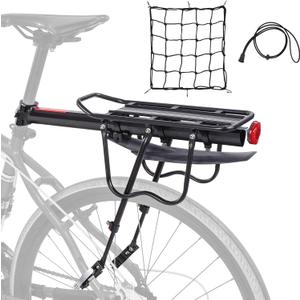 HOMEE Rear Bike Rack,Bike Cargo Racks Frame Aluminum Alloy Universal Adjustable Cycling Equipment Stand Footstock Bicycle Luggage Carrier with Tools and Reflector for 26"-29" Frames