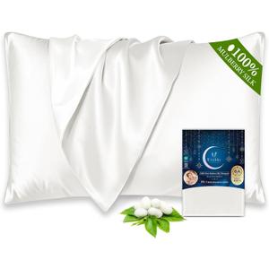 Utukky 100% Mulberry Silk Pillowcase 22 Momme - Ultra Premium 6A Grade Silk Pillow Case - Envelope Enclosure - Breathable Cooling Pillow Cover (Standard (20" x 26"), Ivory)
