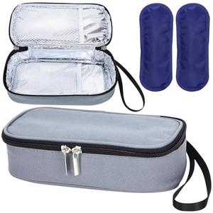 ISUSSER Breastmilk Cooler Bag with Ice Pack, Portable Insulated Breast Milk Storage Cooler Bag, Small Stylish Breastmilk Storage Bag Cooler with Wrist Strap (Grey)