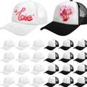 Vabean 24 Pack Sublimation Blank Cap Trucker Mesh Cap Unisex Plain Blank Baseball Hat for DIY Embroidery Sublimation Printing (One Size, Black, White)