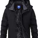 Mens Skiing Jackets Winter Waterproof Snow Jackets Fleece Lined Insulated Heavy Parka Jackets Coats with Hoode (Large, Black)