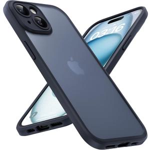 TOCOL for iPhone 15 Plus Case, Upgraded Full Camera Protection, Drop Protection, Translucent Matte Back Bumper Phone Cover 6.7-InchBlack