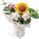 Crochet Medium Sunflower Flower Bouquet: Handmade Knitted Bouquet for Mother's Day Birthday Home Decor Girlfriend Wedding Grandma Bday Gift(Pink) (Pink)