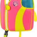 Pottwal Swim Vest for Kids - Swim Jacket for 1-2 Years (24-33LBS) - Buoyancy Aid Made of Neoprene & EPE - with Adjustable Crotch Strap (Small, Red Yellow)