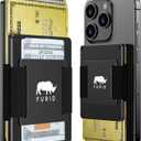 Magnetic Card-Wallet Compatible with Apple MagSafe: Slim Wallet with Cash Strap for iPhone 16/15/14/13/12 Series Pro Max, Minimalist Wallet (Aluminum Black)