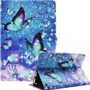 Amazon Kindle Fire HD 10 and Fire HD 10 Plus 10.1" Tablet Case (13th/11th Generation 2023/2021 Release), Slim Fit Leather Stand Smart Cover with Auto Sleep/Wake, Blue Butterfly
