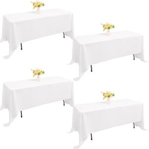 4 Pack Rectangle Tablecloth for 6 Foot Tables Washable Polyester Table Cover for Wedding Dining Table Parties Banquet（70x120 White）