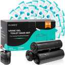 60 Portable Toilet Bags with Poo Gel Set, 8 Gallon Camping Toilet Bags with Absorbent Gels, Waste Bags, Leak-Proof Trash Bag for Camping Potty, Traveling
