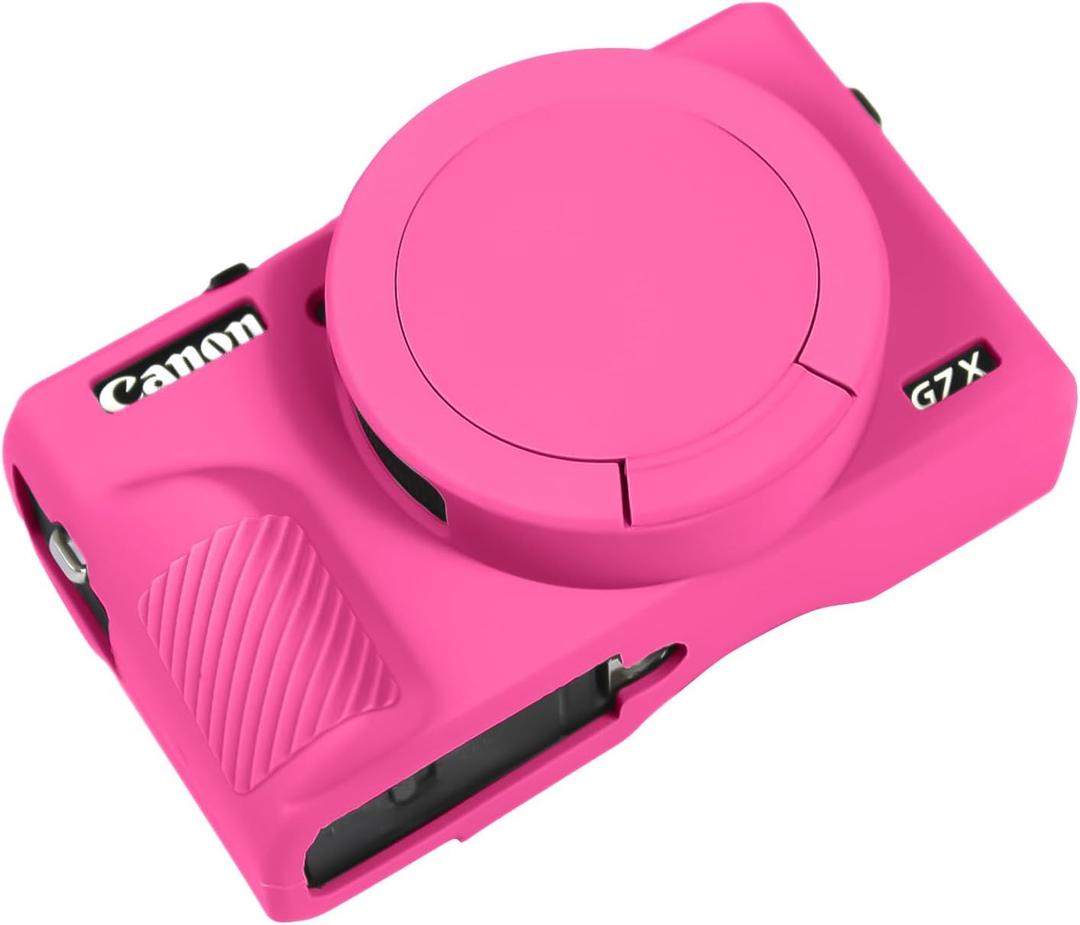 Easy Hood Case for Canon Powershot G7 X Mark III Digital Camera, Soft Silicone Protective Cover with Removable Lens Cover for Canon Powershot G7X Mark III DSLR Camera (Rose)