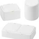 SAGUD 3pcs Cosmetic Cotton Pad Holder Plastic Qtip Holder Dispenser Set Push-on Multifunction Home Bathroom Storage Canister Floss Container with Lid, White